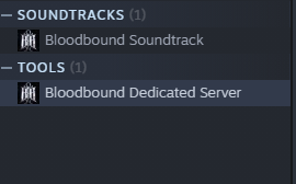 The Bloodbound Dedicated Server in the Tools list
